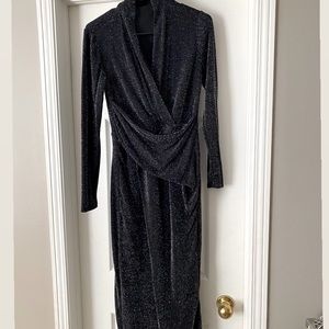 Rachel Roy Black Sparkly Long Sleeve Dress, Medium